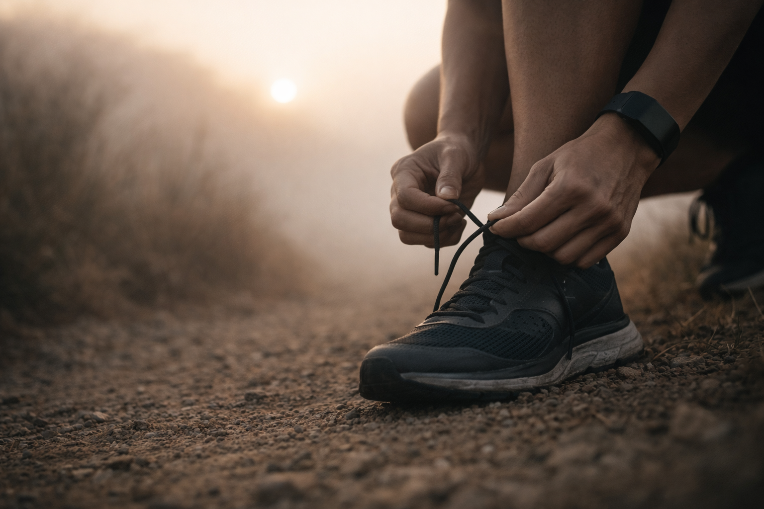 Athletes training outdoors