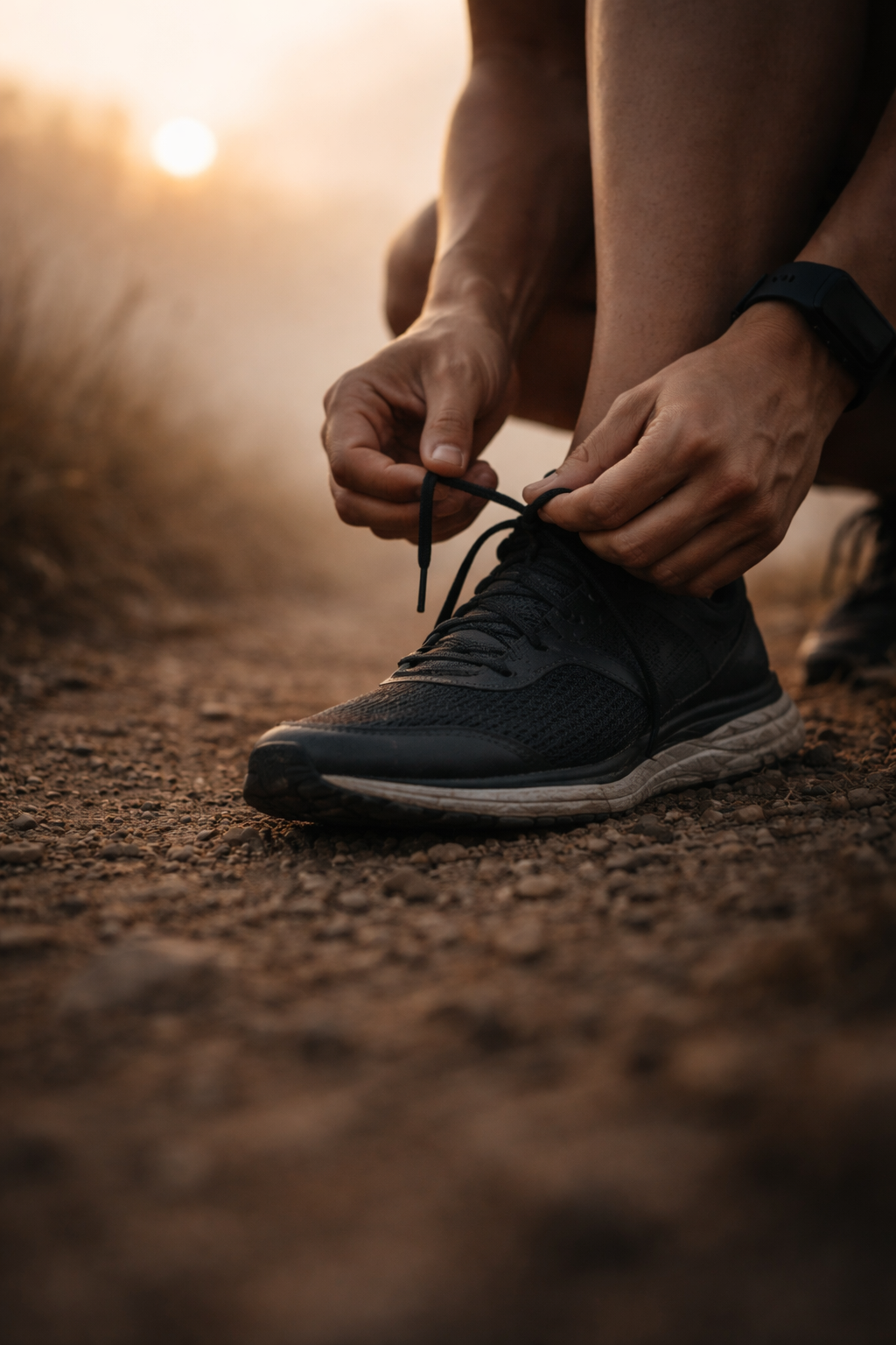 Athletes training outdoors